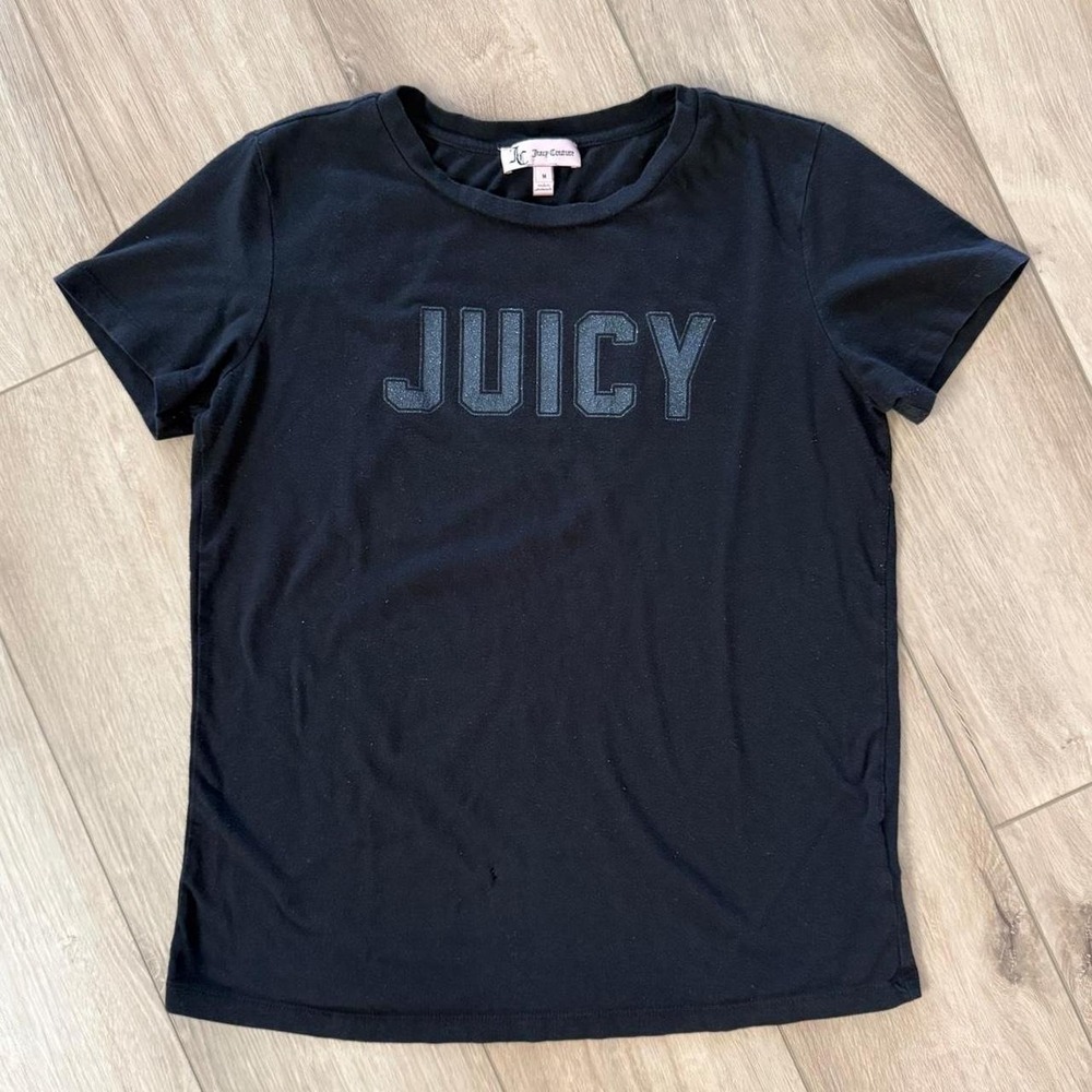 Juicy Couture cotton t-shirt black with 'JUICY' text graphic y2k style  Size M